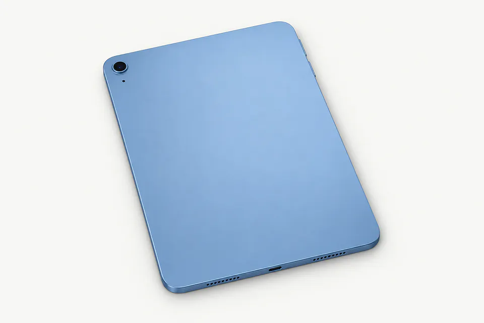 iPad in blue, back view with one camera