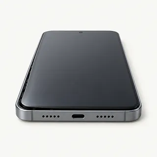 Phone with a gray frame, front view showing a dark screen lifting away from the frame along one side